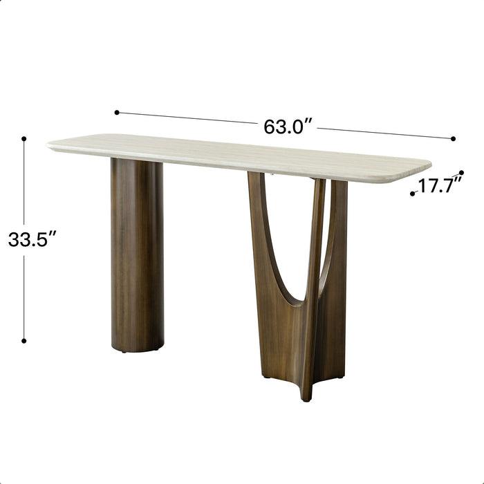 Console Table - Antique Bronze / Beige Home Essentials