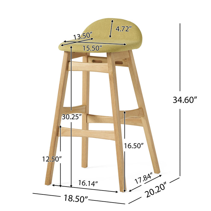 Contemporary Bar Stool With Stylish Seat And Small Backrest Noble House