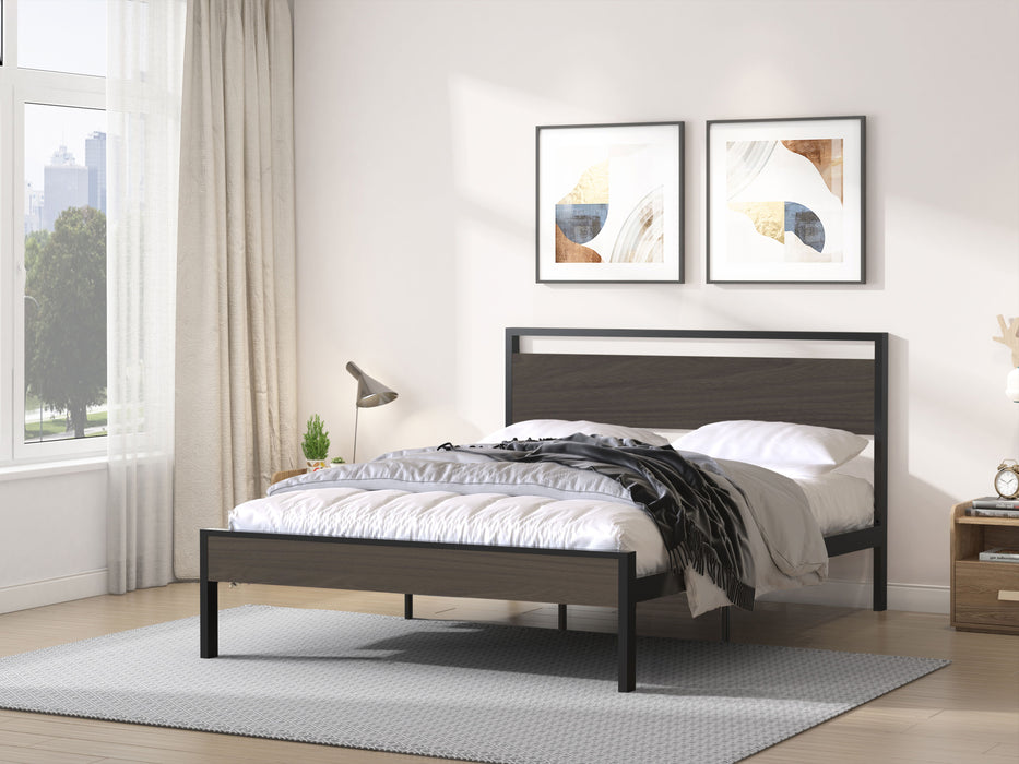 Ceres - Metal Bed With Wood Headboard & Footboard