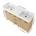 Double Sink Bathroom Vanity With 3 Drawers, Large Storage, Integrated Sink, Freestanding Cabinet, Soft Close Hardware - Glossy White / Light Oak Home Essentials