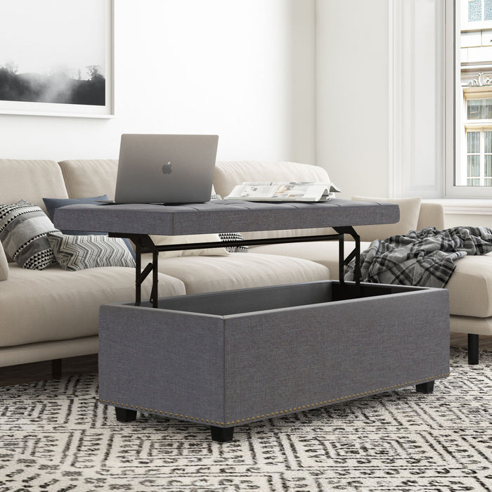 Hamilton - Upholstered Lift Top Rectangular Storage Ottoman Simpli-Home