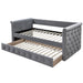 Contemporary Button Tufted Daybed With Slat Trundle Home Essentials