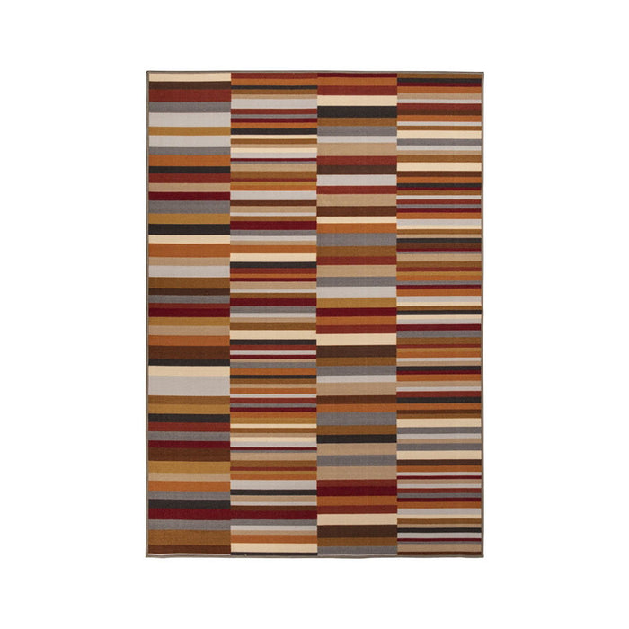 2' X 3' Striped Stain Resistant Non Skid Indoor / Outdoor Area Rug - Taupe