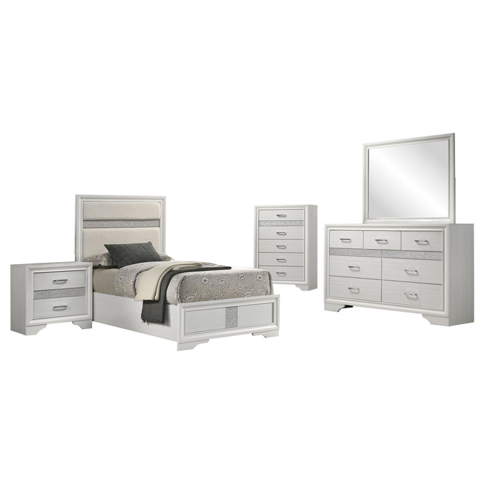 Modern Bedroom Set With Upholstered Headboard And Textured Storage Furniture Max