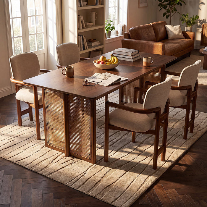 5 Piece Indoor Dining Set, Table & 4 Chairs Noble House