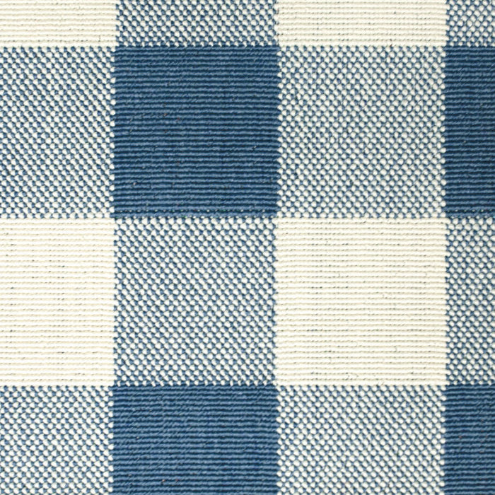 4' X 6' Geometric Stain Resistant Area Rug Outdoor / Indoor - Ivory / Blue