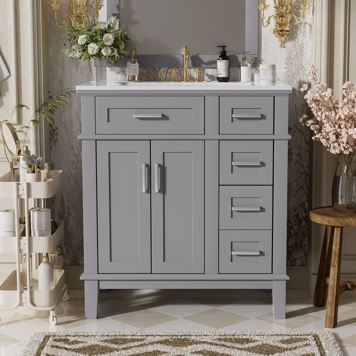 Modern Bathroom Vanity With Sink, Storage Cabinet, Soft Close Doors, Deep & Standard Drawers Hearth and Haven