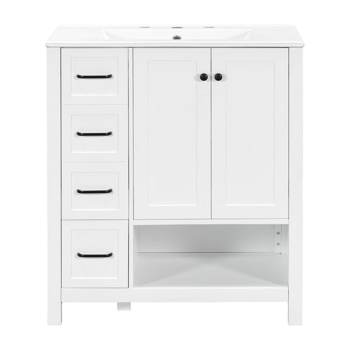 Bathroom Vanity With Sink Top, Bathroom Vanity Cabinet With 2 Doors And 2 Drawers, Open Shelf Hearth and Haven