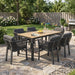 7 Piece Outdoor Dining Set With Table And 6 Chairs - Black / Teak / Gray Noble House