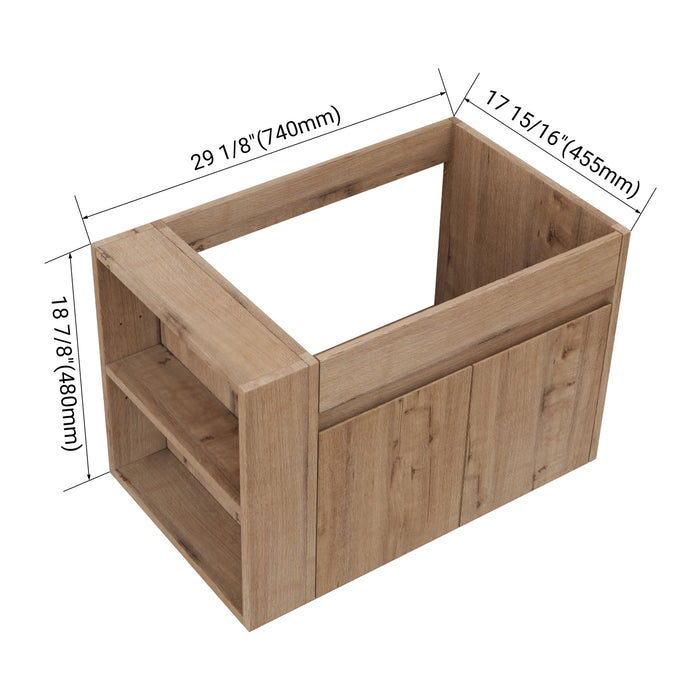 Wall Mounted Bathroom Vanity With Open Shelf, 29" Size (Vanity Only) - Imitative Oak Home Essentials