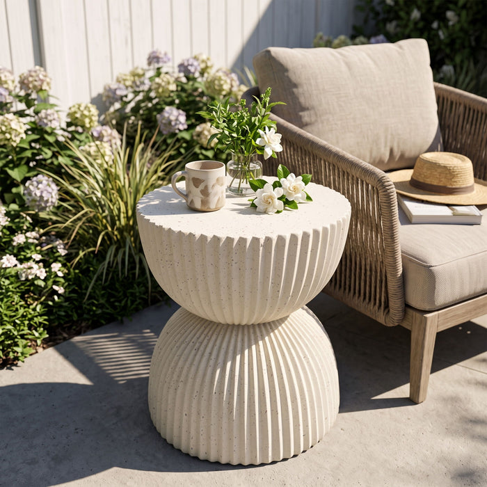 Side Table With Speckled Ribbed Texture Noble House
