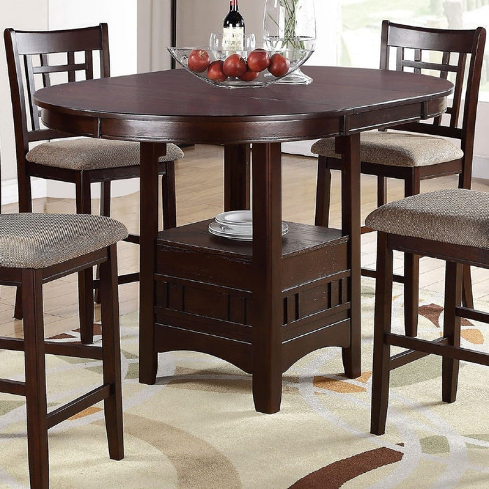 Round Counter Height Dining Table Only With Shelves - Brown Mix Home Essentials