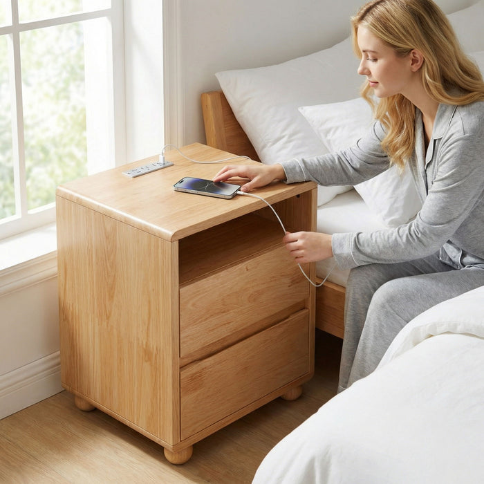 Nightstand With 2 Drawers And Shelves Home Essentials