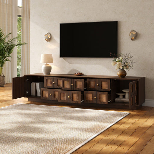 Media Console TV Stand With 6 Drawers & 2 Cabinets - Walnut Hearth and Haven