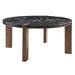 Estella - Round Dining Table With Natural Marble Top - Black Top & Walnut ACME