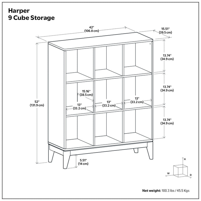 Harper - 9 Cube Storage - Walnut Brown Simpli-Home