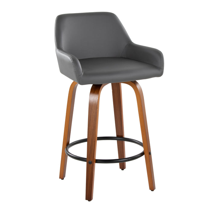 Daniella - Contemporary Fixed Height Counter Stool With Swivel With Round Footrest (Set of 2)