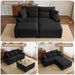 Double Chaise Lounge Set With Reversible Storage Ottomans, USB Port Home Essentials