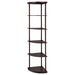 Corner Bookcase With 5 Shelves, Compact Design For Living Room - Cappuccino Furniture Max
