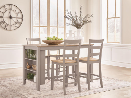 Harperfeld - 5 Pc. - Dining Table And 4 Barstools - Natural / Gray Signature Design by Ashley®