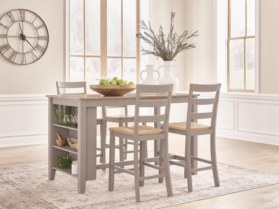 Harperfeld - 5 Pc. - Dining Table And 4 Barstools - Natural / Gray Signature Design by Ashley®