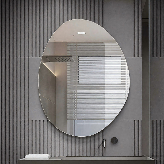 Asymmetrical Bathroom Wall Mirror - Silver Daily Nest