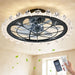 Caged Ceiling Fan With Remote Controlled Dimmable LED Lights, Flush Mount Fan, Low Profile Design - Matte Black Daily Nest