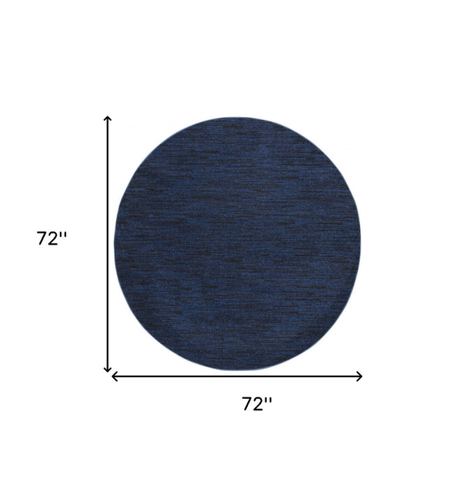 6' X 6' Round Non Skid Indoor / Outdoor Area Rug - Midnight Blue