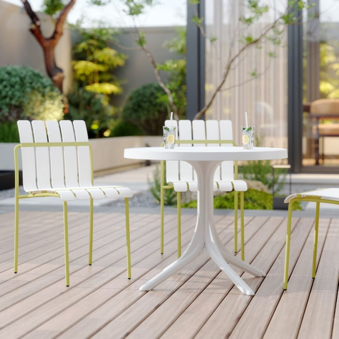 4 Piece Set Of Modern Color Block Designed Single Chairs With Round Table Home Essentials