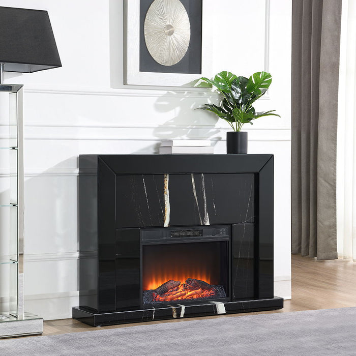 Drisana - Fireplace - Black Mirrored
