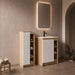 24" Bathroom Vanity With Sink & Tall Bathroom Cabinet, Vanity Set With Thin Edge Sink & Interchangeable Door Panels - Black / Light Oak / White Home Essentials