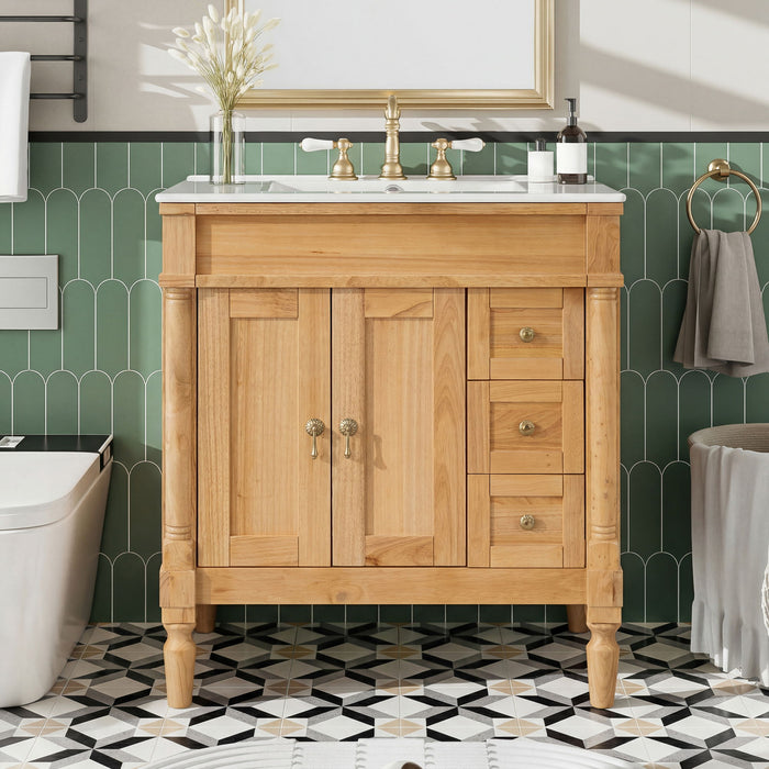 Modern Bathroom Vanity With Ceramic Sink, Soft Close Doors, Adjustable Shelves Hearth and Haven