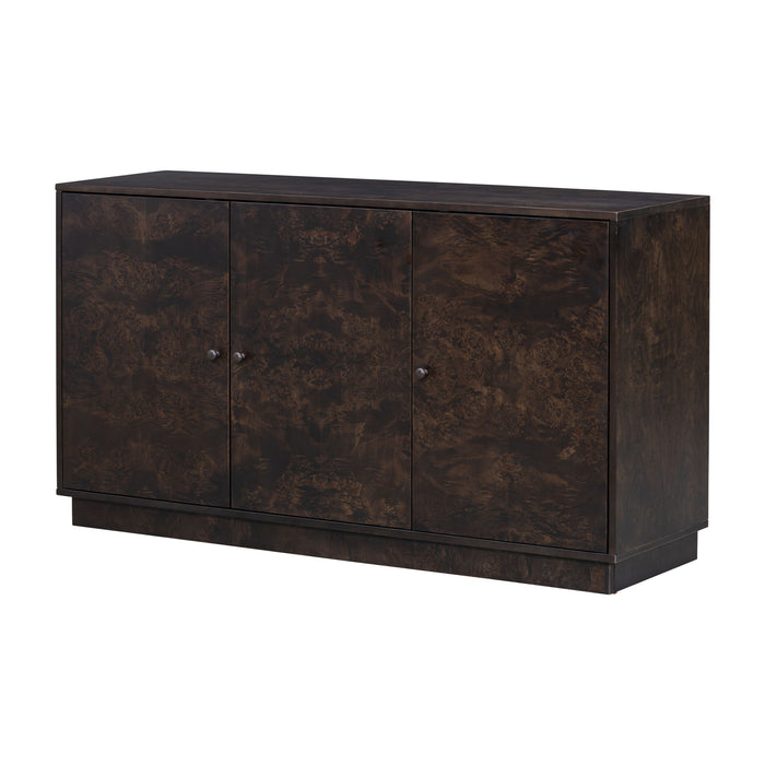 U - Style Wood Pattern Storage Cabinet With 3 Doors, Suitable For Hallway, Entryway And Living Rooms - Black Brown