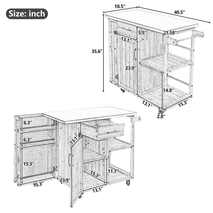 Outdoor Kitchen Island Prep Station With Lockable Wheels, Ample Storage, Towel & Spice Racks Hearth and Haven