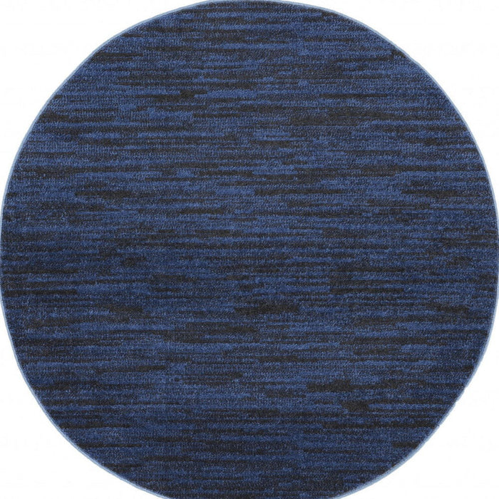 4' X 4' Round Non Skid Indoor / Outdoor Area Rug - Midnight Blue