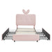 Upholstered Bed With Oversized Rabbit Ear Headboard, LED Lights & 4 Storage Drawers Home Essentials