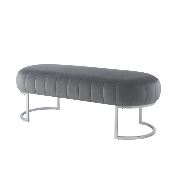 Bench Upholstered Velvet - Gray