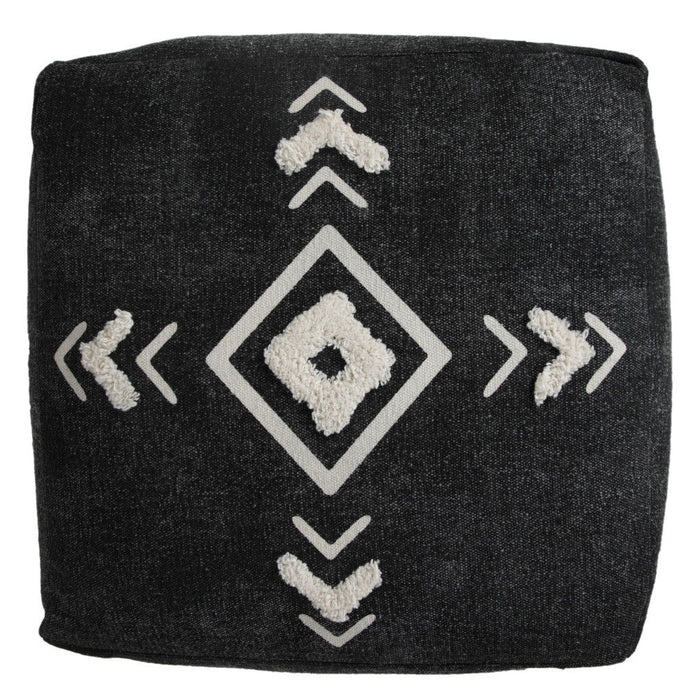 Cotton Ottoman Square - Black