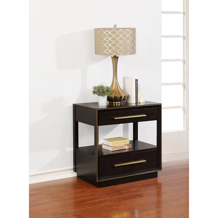 2 Drawer Nightstand With Trim And USB Charging - Brown Furniture Max