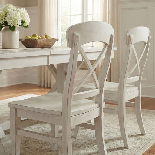 Harola - Cross-Back Dining Side Chairs In (Set of 2) - Smoky White Home Essentials