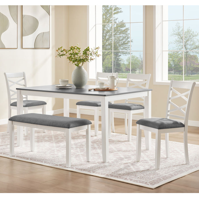 Elegant 6 Piece Dining Table Set With 4 Chairs And Bench Home Essentials