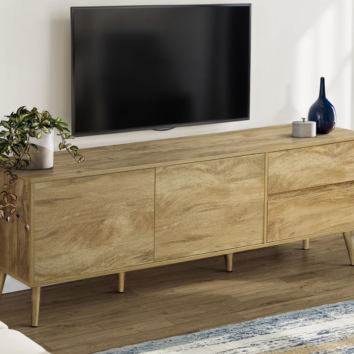 TV Stand Console With Storage Drawers And Cabinets - Walnut 8th Street