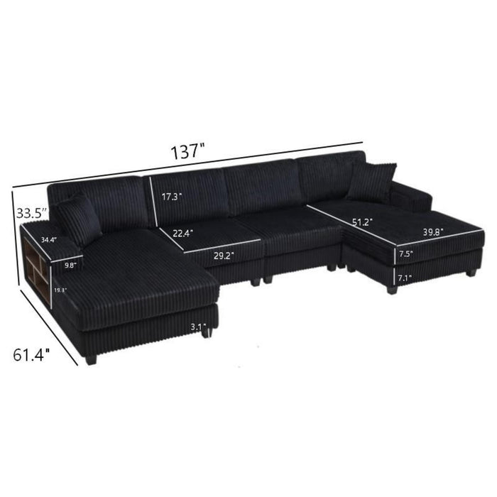 U-Shaped Convertible Sofa, 4 Seater Large Living Room Lounge Home Essentials