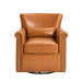 Swivel Accent Chair With Rolled Arm, Sewn Pillow Back, Nailhead Trim For Living Room Noble House