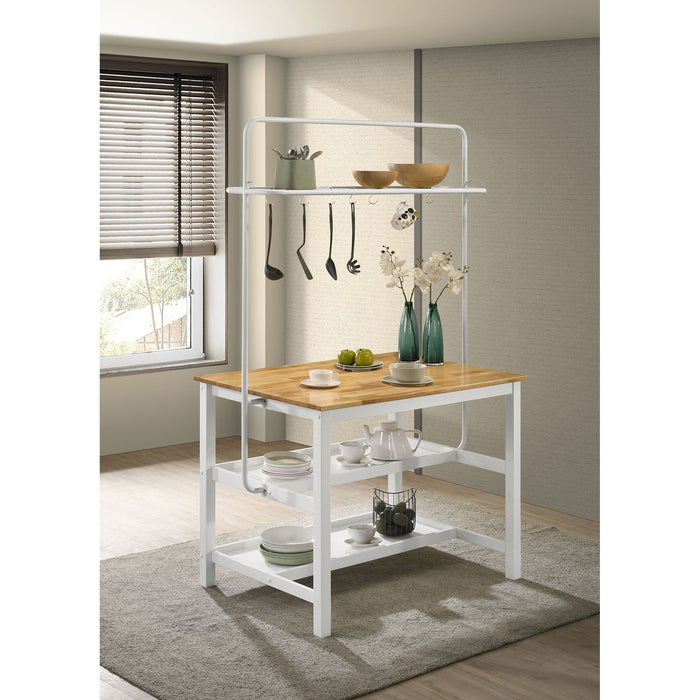 Cowichan - Kitchen Island Counter Table With Pot Rack - White Furniture Max