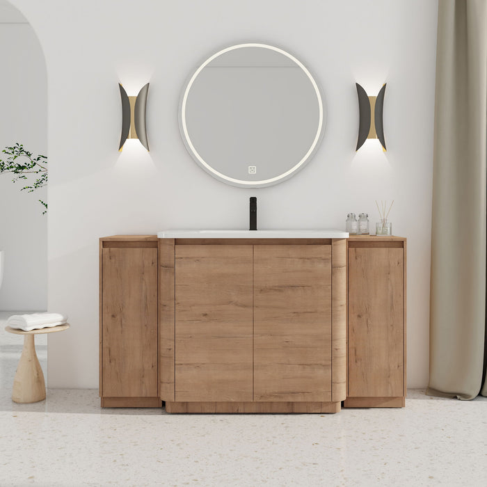 Freestanding Bathroom Vanity With Sink, 2 Small Storage Cabinets, Soft Close Doors Home Essentials