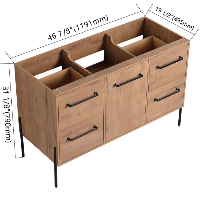46" Freestanding Bathroom Vanity With Soft Close Doors And 4 Drawers, (Vanity Only) - Imitative Oak Home Essentials