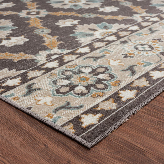 8' X 10' Floral Stain Resistant Outdoor / Indoor Area Rug - Brown