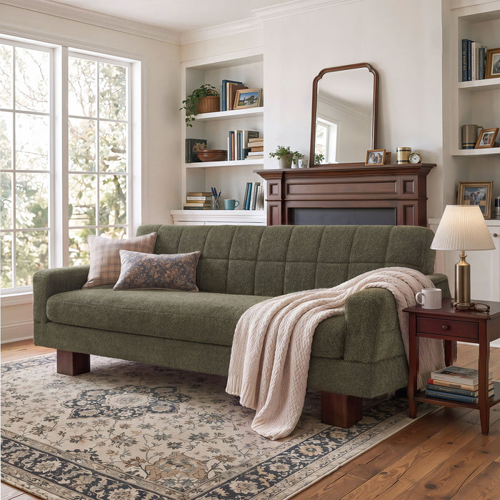 Modern Loveseat Sofa, 2 Seater With Square Arms For Living Room Noble House