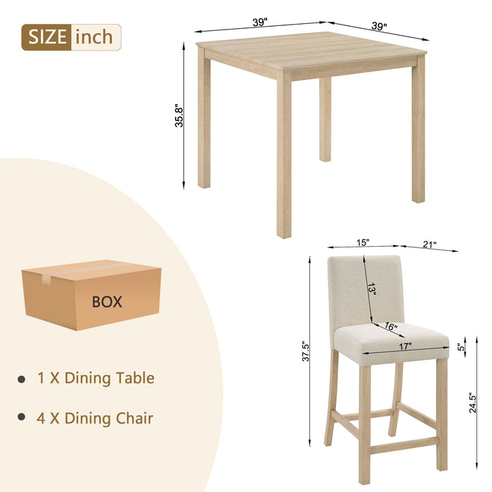 5 Piece Counter Height Table Set With 4 Chairs Home Essentials